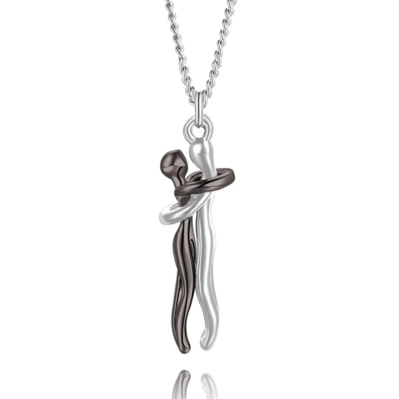 Couple Necklace, Infinity Hug Pendant Necklace Sterling Silver For Lover