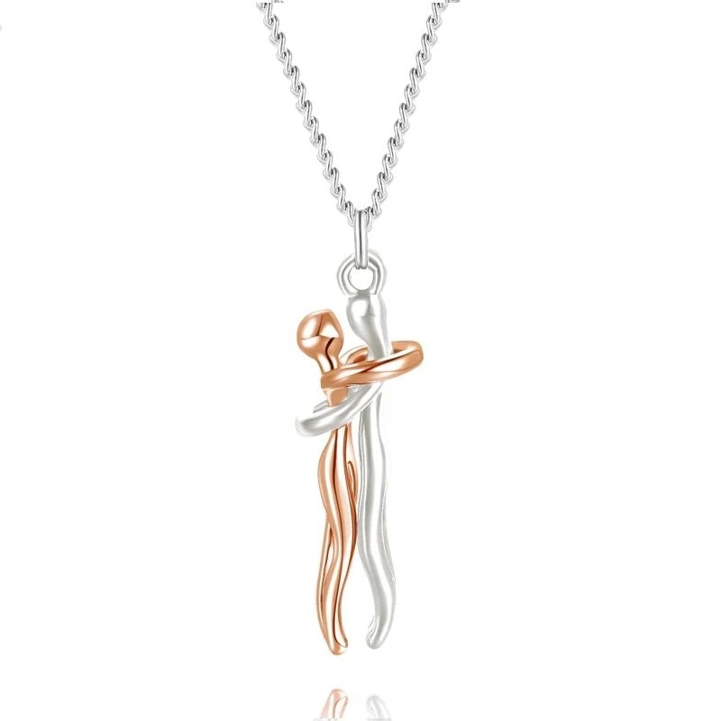 Couple Necklace, Infinity Hug Pendant Necklace Sterling Silver For Lover
