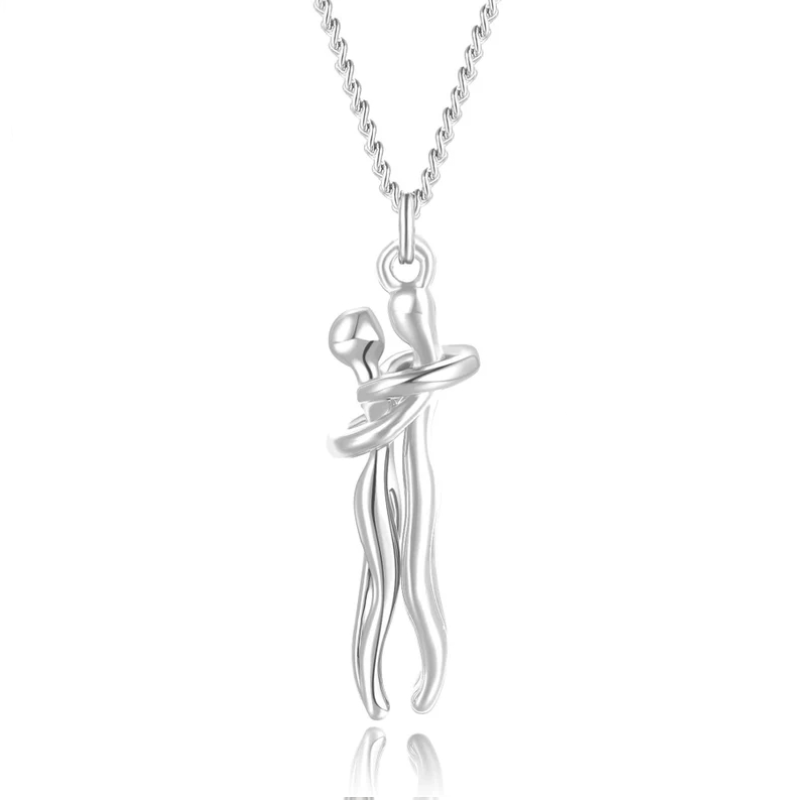 Couple Necklace, Infinity Hug Pendant Necklace Sterling Silver For Lover